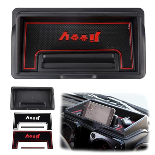 Image of STHIRA Compatible with Suzuki Jimny JB64 JB74 Dashboard Interior Dashboard Storage Box with 2 Silicone Lining Pads Self Adhesive Accessories Tray Phone Holder Car Organizer Tray for JB64 JB74