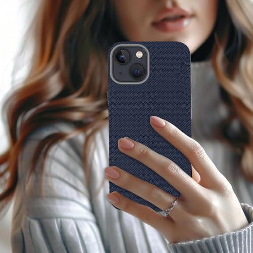 Image of iPhone 14 Case | Frosted Silicone with Metal Ring Camera & Button Protection | Slim & Shockproof | Matte Grip iPhone 14 Cover - Navy Blue
