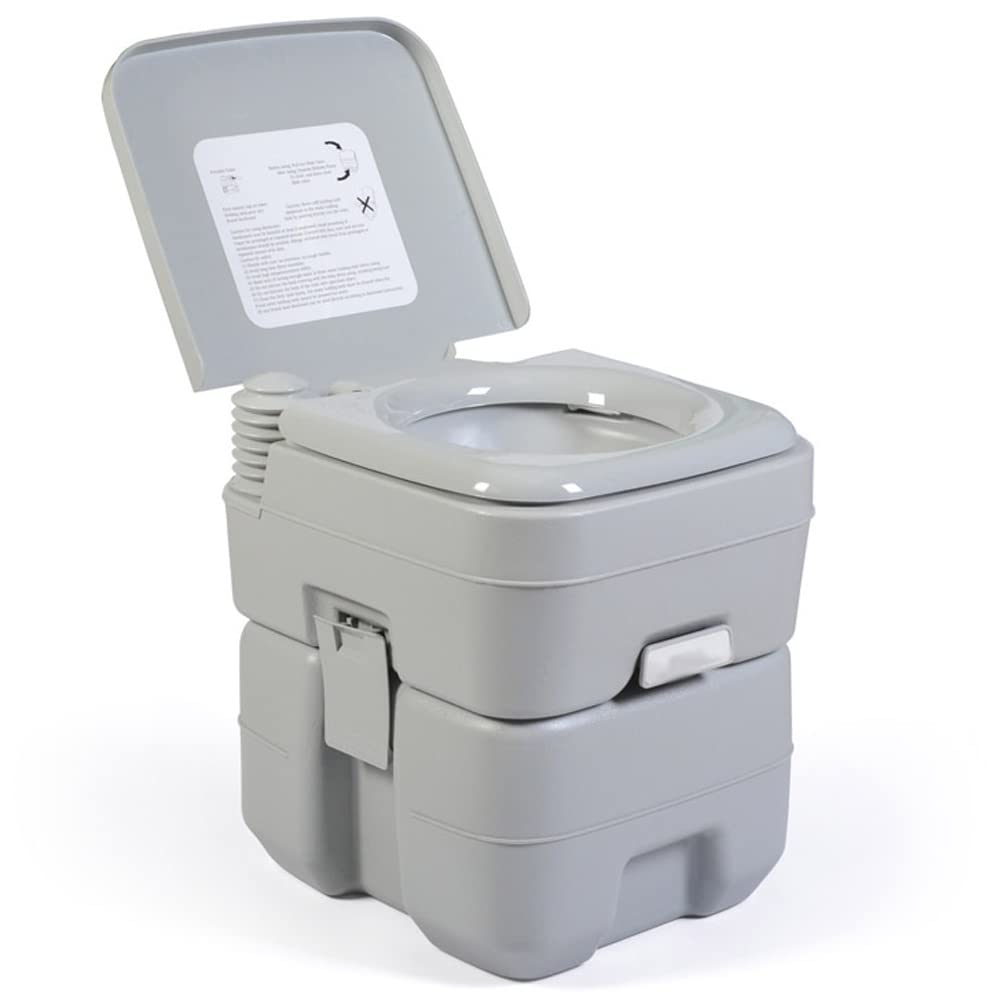Inodoro portátil para acampar, inodoro compacto para interiores y exteriores que se puede enjuagar con tanque extraíble, el orinal para acampar admite 286 LBS y hasta 50 descargas, tanque de desechos