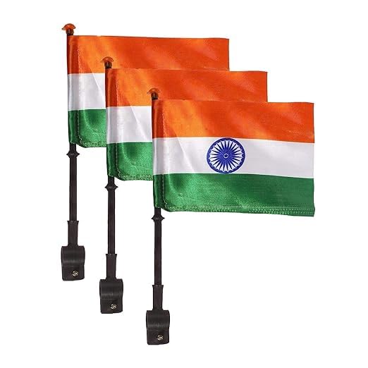 ARYANSH Shoppe Indian Tricolor Flag for Bike and Scooty Trianga Flag with Stand/Independence Day/Republic Day Celebration (Pack of 1)