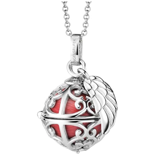 Engelsrufer Damen Halskette aus Sterling Silber mit Klangkugel Anhänger Silber in der Größe XS mit roter Klangkugel Karabinerverschluss nickelfrei Größe: 45+5 cm ERN-ER23-25-XS