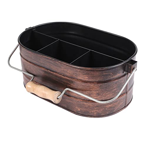 Galvanized Metal Caddy with 4 Compartments Rustic Farmhouse Kitchen Indoor Outdoor Picnic Utensil Holder Multipurpose Storage Bin Metal Garden Planters 12 Inch Copper Antique