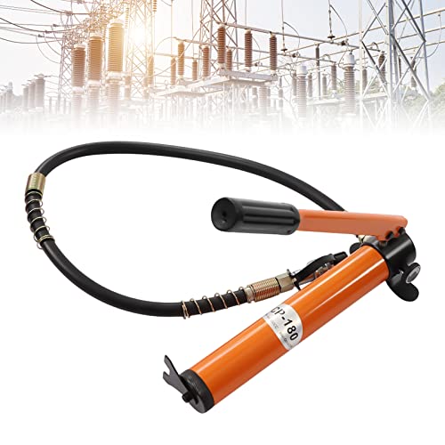 Manual Hydraulic Pump, 70Mpa Portable Hand Ram Pump with 1m Hose, 0.2L/ s High-Pressure Speed, for Industry Hydraulic Tools Hydraulic Cylinders Cutting Machines, Orange