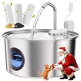 Picture of Cat Water Fountain Stainless Steel - 108oz/3.2L Automatic Cat Water Fountain for Drinking with 3PCS Filters, Metal Pet Water Fountain Water Dispenser for Cats, Puppy, Multiple Pets