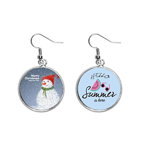 Muñeco de nieve pendientes de sandía festival verano lóbulo oreja