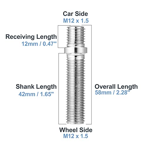 X AUTOHAUX 10 Stück M12x1.5 zu M12x1.5 Radbolzen Umbau für BMW Silberton