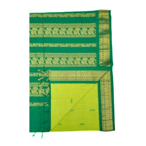 Image of Pure Kalyani Cotton Saree | Zari Border & Blouse Piece - Lata Gadwal Design | Traditional Saree