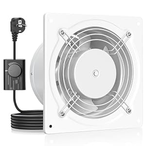 HG Power Abluftventilator 150mm - Badlüfter Leiser mit Rücklaufklappe, Geschwindigkeitsregler, Stecker, Industrieller Wandventilator für Küche Badezimmer Garage Untergeschoss, A-Weiß