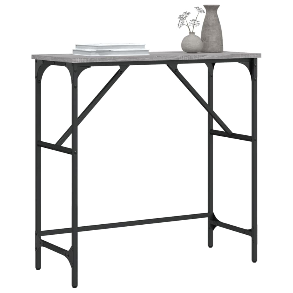 Tavolino Alto E Stretto Tavolino Soggiorno Moderno Tavolino Basso Da Salotto Salotto Da Giardino Esterno Tavolino Consolle Grigio Sonoma 75x32x75cm in Legno Multistrato per Sala Studio