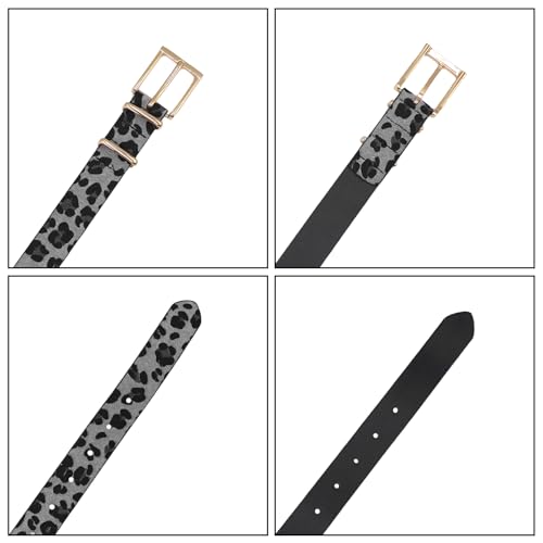 AIBEARTY Women Fashion Leopard Faux Leather Belt Gold Metal Buckle Pin Waist Belt for Jeans Pants Dresses 7