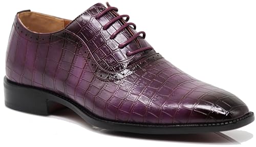 Image of Gator3N Men's Alligator Crocodile Print Oxfords Fashion Lace Up Dress Shoes