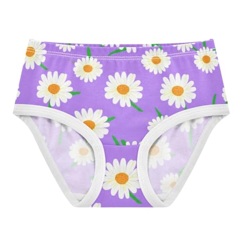 White Daisies Purple Panties for Girl Toddler Underwear Floral Cotton Fun Briefs Kids Undies 2t