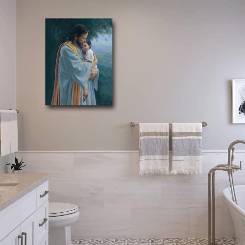 Jesus Christ Hugging Child Framed Canvas Wall Art Religious And Spiritual Art Print Poster Christian Never Leave You Artwork Wall Decor For Living Room Bedroom Office Hd Prints For Home Decoration #TOP3