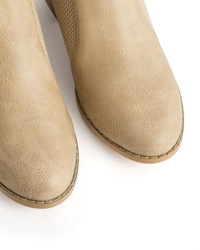 Low Heel Ankle Boots for Women Chunky Block Heel Elastic Gore Chelsea Boots Slip On Comfortable Short Boots Round Toe Black Brown Heeled Booties for Fall Winter3