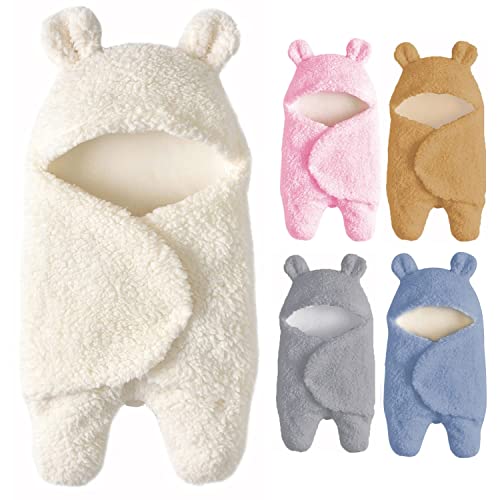 Image of Baby Swaddle Blanket Boys Girls Cute Cotton Plush Receiving Blanket Soft Newborn Sleeping Wraps for Infant 0-6 Months