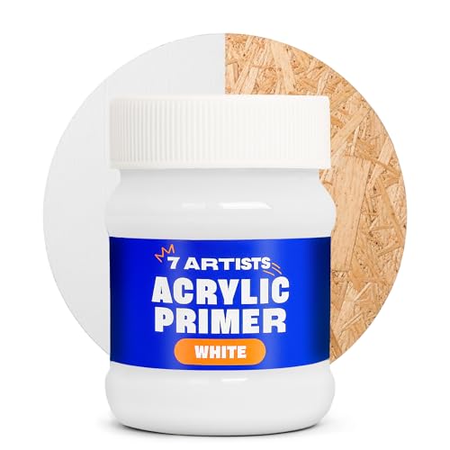 7 Artists Primer Acrylique Blanc 230 ml - White Gesso | Sous Couche Universel Base Peinture pour Toile, Bois et Papier | Ghesso pour Acrylique, Aquarelle et...