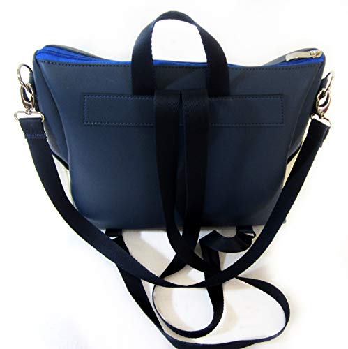 Bolsa Mochila azul e creme Maria Adna