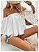 SweatyRocks Women's Sexy Cute Off Shoulder Ruffle Hem Flowy Chiffon Blouses Top White Large