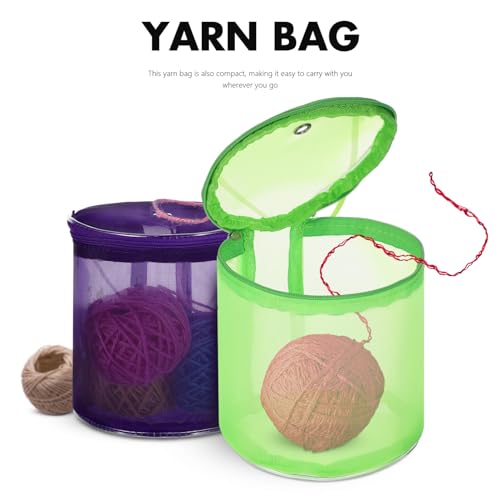 Image of Operitacx 2 Pcs DIY Wool Storage Bag: Yarn Bowl Yarn Bucket Wool Holder Bag Yarn Storage Knitting Bag Yarn Basket Grid Yarn Holder for Crocheting Crochet Bag Organizer Yarn Bags for Crocheting