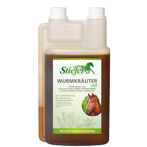 Stiefel Wurmkräutersaft für Pferde, aus einer 100% naturbelassenen Kräutermischung, kann zur Unterstützung der Darmflora beitragen, keine Wurmkur, flüssig, 1l
