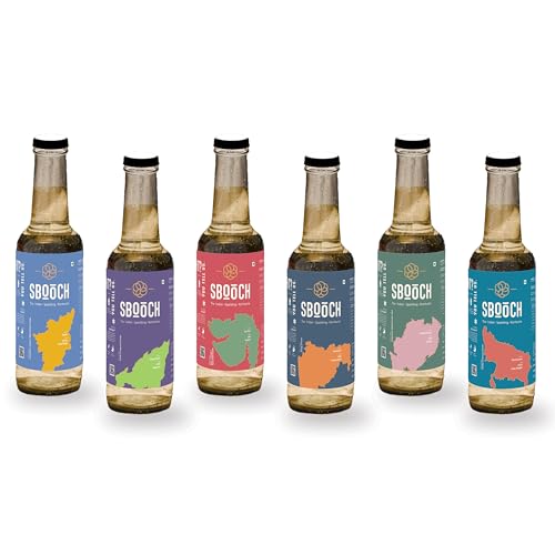 Image of SBOOCH - Koshimbir, Naga Pepper, Tulsi & Lemon, Rasam, Rice & Pandan, Gor Keri -Sparkling Kombucha 275ml Pack of 6 Flavours | Naturally Fermented Tea Drink | Low Sugar, Vegan, Non-Alcoholic | Clean, Gut-Friendly, Antioxidant-Rich Premium Beverage
