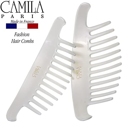 Camila Paris Cp3017 French Hair Side Combs, White Pearl Interlocking Combs French Twist Hair Combs, Strong Hold Hair Clips For Women Bun Chignon Up-Do, Styling Girls Hair Accessories, Made In France #TOP5