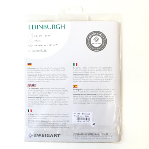 Toile Zweigart Edinburgh col. 52 pour point de croix compté