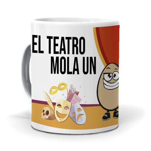 Regalo Divertido y Personalizado. Taza el Teatro Mola un Huevo. Cerámica AAA - 350 ml.