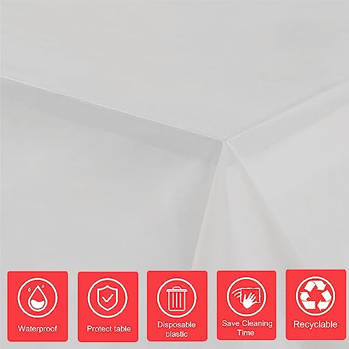 Befans 10 Pack White Plastic Tablecloths For Rectangle Tables, 54 X108 Inch Plastic Table Cloths For Parties Disposable For Birthday & Weddings, Table Cover For Christmas And Festivals Party (White) #TOP6