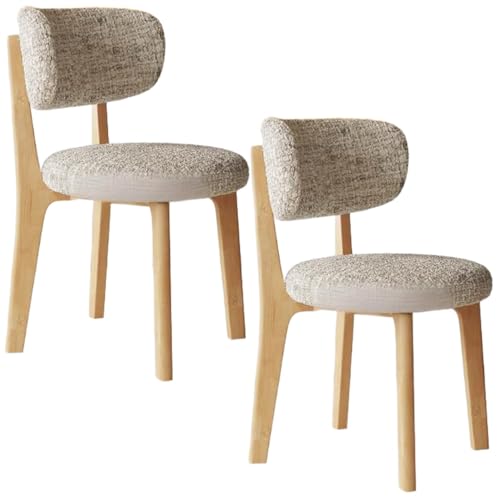 Light Beige Solid Wood Dining Chairs Set of 2, Armless
