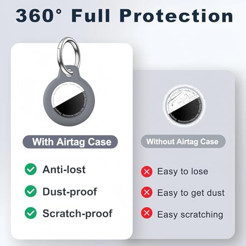 Image of MOLOSLEEVE Case for AirTag 2nd Gen (2026) & 1st Gen, Shockproof Holder Anti-Scratch Protective Cover for Air Tags, Men's Women's Keyrings & Keychains for Keys, Luggage, Bags, Dark Grey