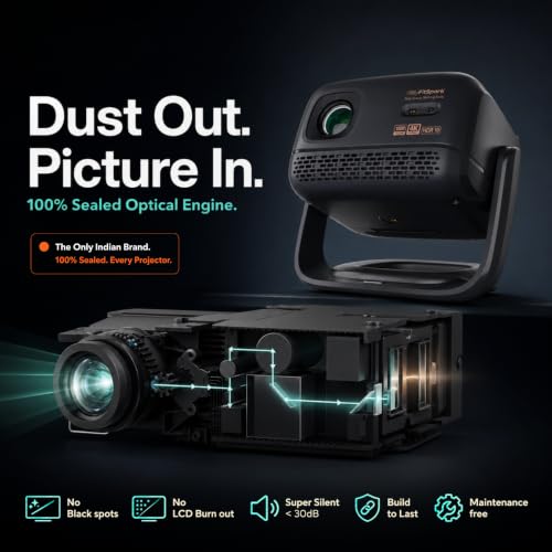 Image of MyFitSpark CINEMAGIC 103 Air Native 1080p Projector 4K Ultra HD Support | CineTone Engine 100% Sealed Tiltable 250 ANSI Auto Focus & Keystone EDID 2.1 True 4K FireStick HDR10 Up to 150 inch Screen