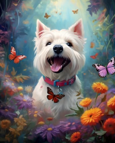 Cross Stitch Embroidery Kit, Smart and Playful West Highland White Terrier Dog, Printed Cross Patterns, Embroidery Crafts Needlepoint Kit, Beginners Starter Kits, DIY Handmade Gifts 11CT 3 Strands image 3