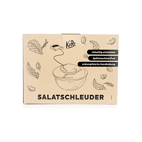 KoRo - Salatschleuder - Spülmaschinenfest - Kombiprodukt: Salatschleuder, Küchensieb und Edelstahlschüssel mit Deckel Cover