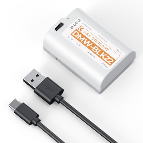 K&F CONCEPT 2520mAh DMW-BLK22 Battery USB-C 2.5H Full Charged BLK22 Battery Compatible with Panasonic LUMIX S5 S5II GH6 GH5 G5 II S5 IIX GH7 S9 G9 II