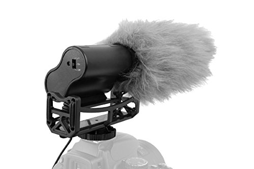 Image of Stereo Microphone (Shotgun) with Windscreen & Dead Cat Wind Muff for Panasonic Lumix & Video (Alternative to Panasonic DMW-MS2)