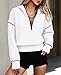 PRETTYGARDEN Women's 2025 Fall Hooded Sweatshirts Long Sleeve Half Zip Cropped Hoodies Pullover Winter Fashion Clothes (White,X-Large)
