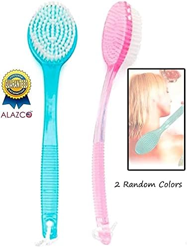 2 Random Colors ALAZCO Bath Brush Back Scrub Scrubber Shower Body Skin Exfoliating 13.5" Long Handle