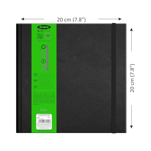 Image of Anupam SketchO Sketchbook Hardbound | Landscape Opening | Square Size | 140 GSM, 128 Pages | Acid Free Natural Shade Paper with Elastic Closure for Artists & Professionals (Pack of 2)