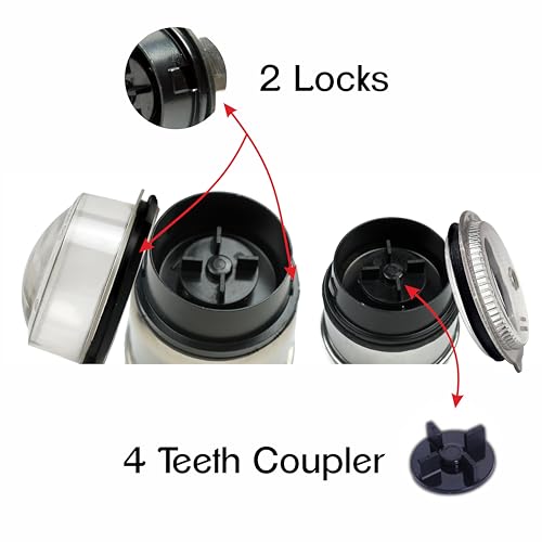 Image of Mixer Chutney Jar (250 Ml,400 Ml) (1 Mini 1 Medium Jar) Mixer Grinder Jar Suitable For All Local & Branded Mixer Which Comes With 2 Lock & 4 Teeth Coupler, Stainless Steel, Silver