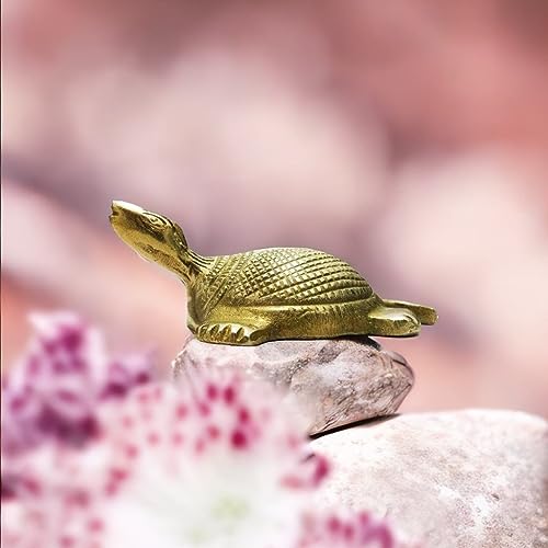 Estatua de tortuga de latón en acabado antiguo feng shui miniatura 6