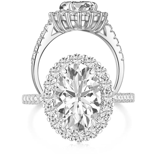 Engagement Ring for Women 6CT Oval Cut Wedding Bands 8A Cz Promise Ring for Her 925 Sterling Silver Size 5-9
