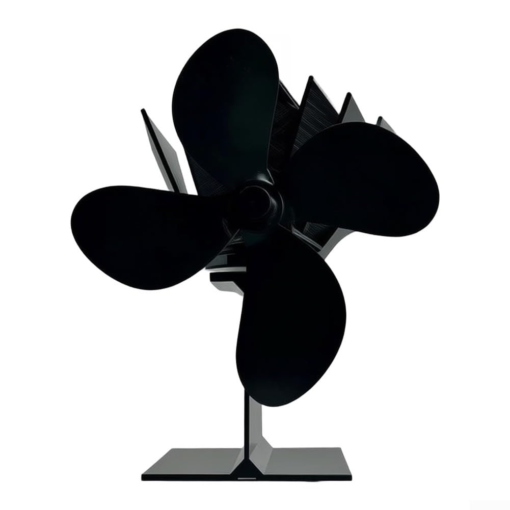 Ventilador Estufa para leña 4 Aspas Silencioso Sin Electricidad Distribución Calor para chimenea para acero Inoxidable 21x18cm
