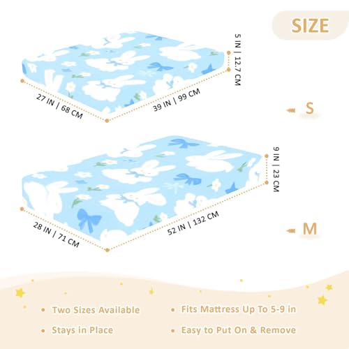Parure de lit bébé en coton doux stretch imprimé lapin blanc lit mixte