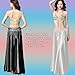 Women Chiffon Belly Dance Long Skirt with Underwear Split Satin Skirt on Both Sides (US, Alpha, One Size, Regular, Regular, Standard, Black)