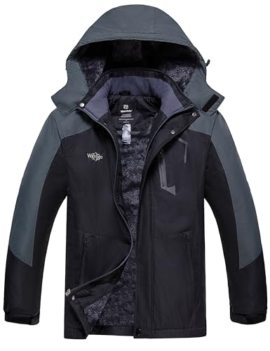 Image of Wantdo Men's Mountain Waterproof Ski Jacket Windproof Rain Jacket Winter Warm Hooded Coat