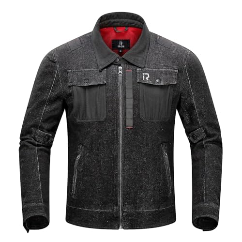 BORLENI Motorradjacke Denim Herren Motorrad Jeansjacke mit Protektoren Atmungsaktiver Panzerschutz Hochglanz Reflektierend für Frühling Sommer Herbst