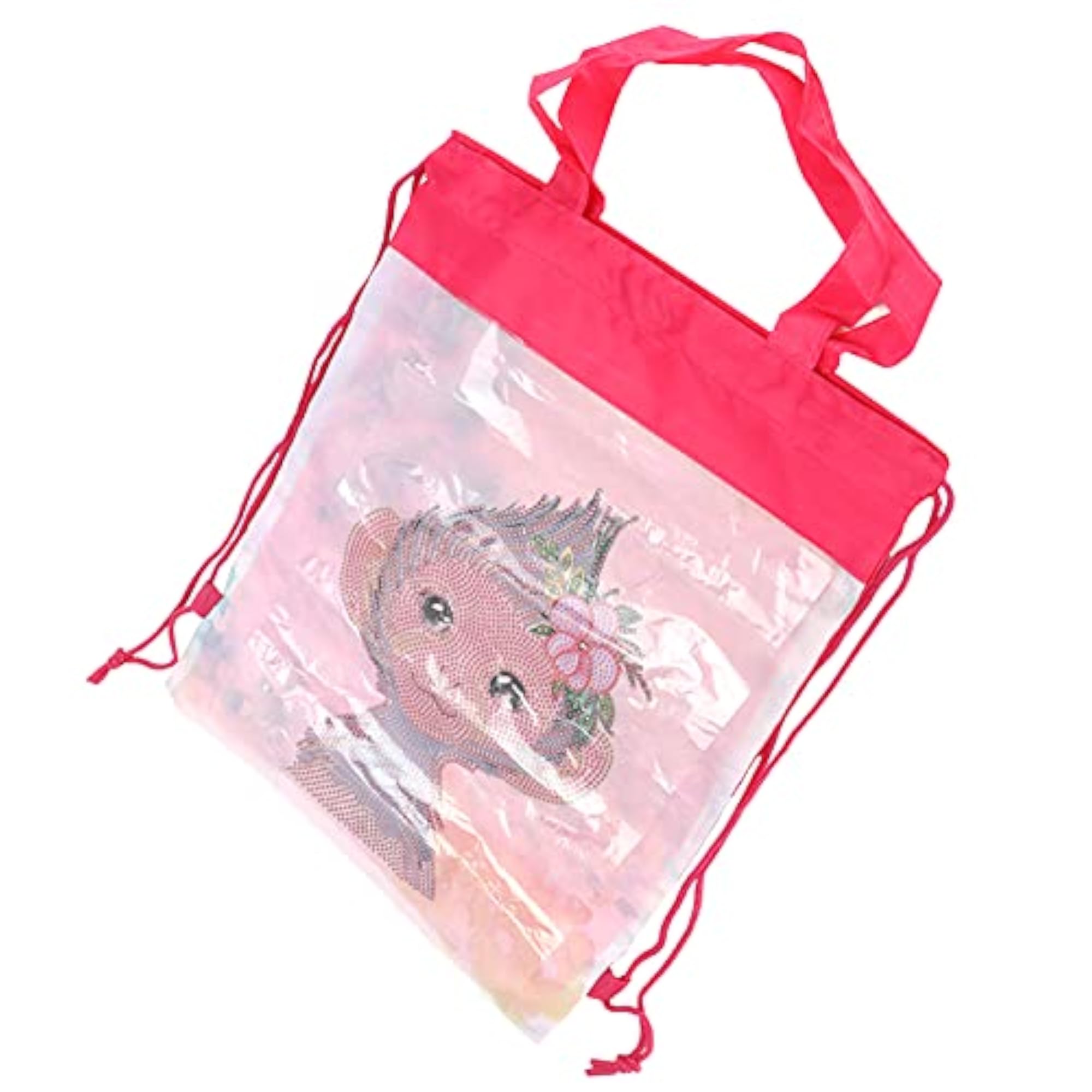 Wear-Resistant Drawstring Shopping Bag with Rhinestones