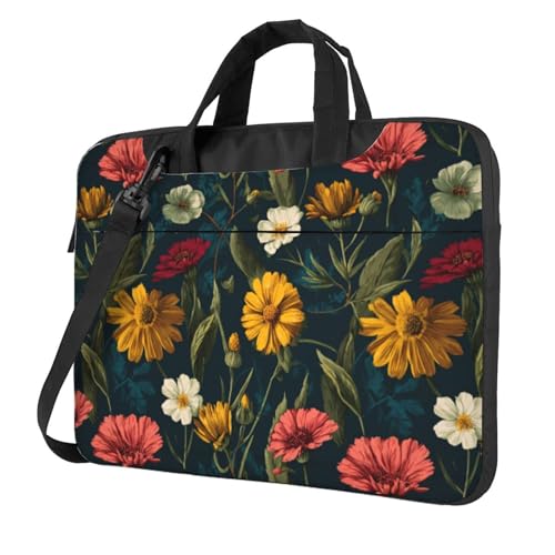 Housse pc portable 15.6 rembourree motif fleuri jaune rouge protection antichoc