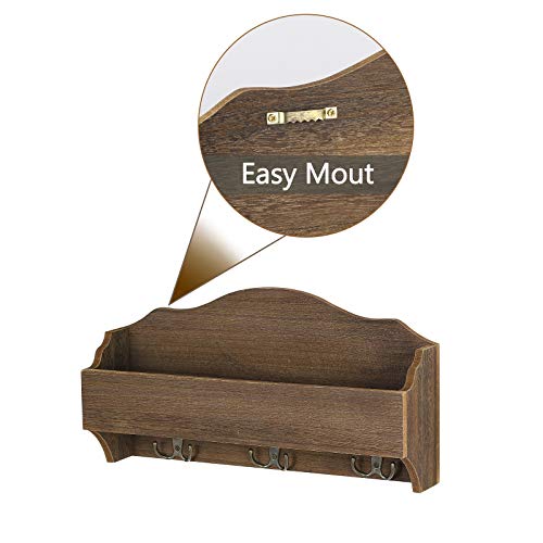 image for SEHERTIWY Mail Holder for Wall with Key Hooks Wooden Mail Sorter Lette